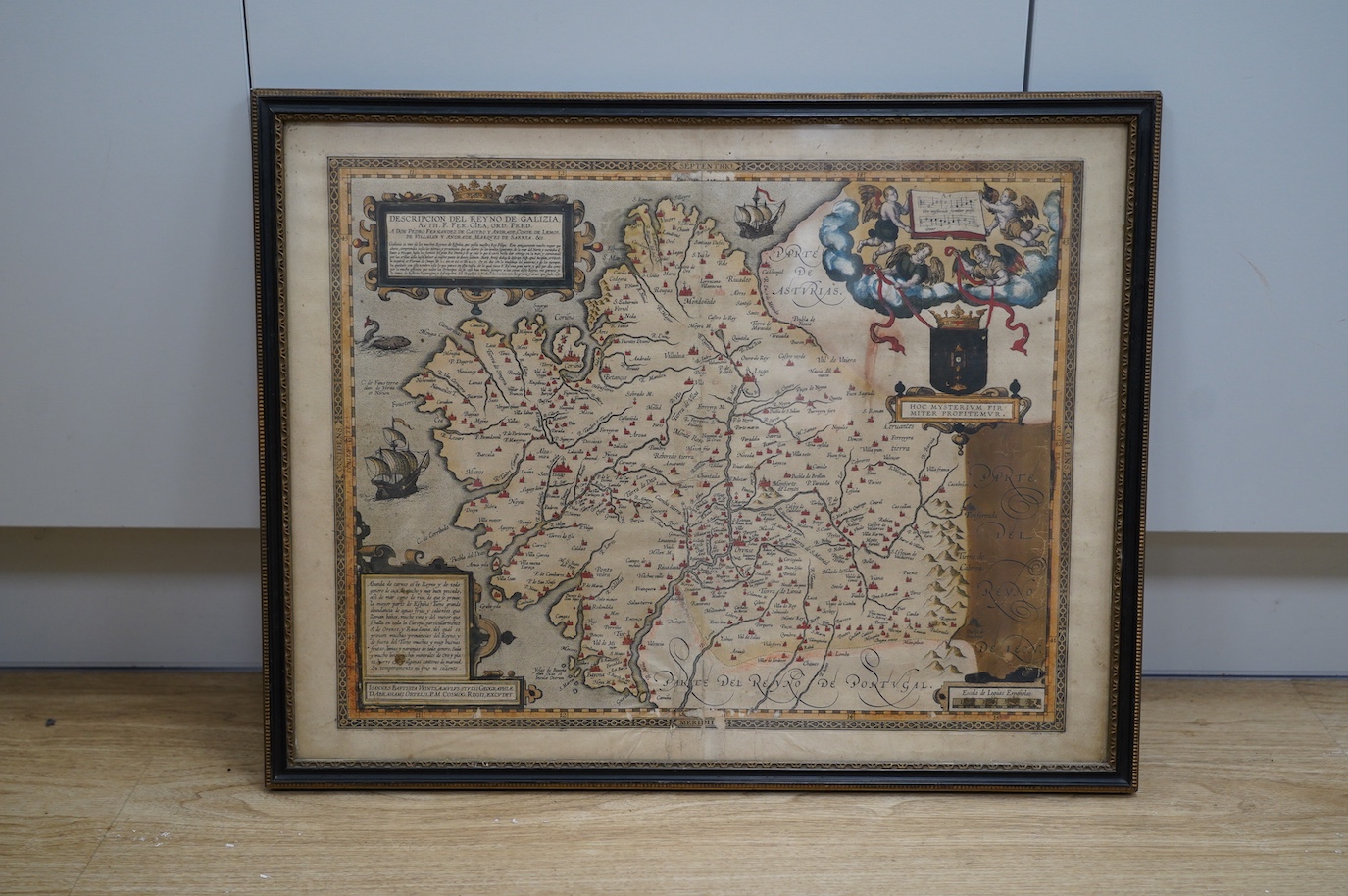 Abraham Ortelius (Belgian, 1527-1598), hand coloured map of Galicia, 42 x 54cm. Condition - fair